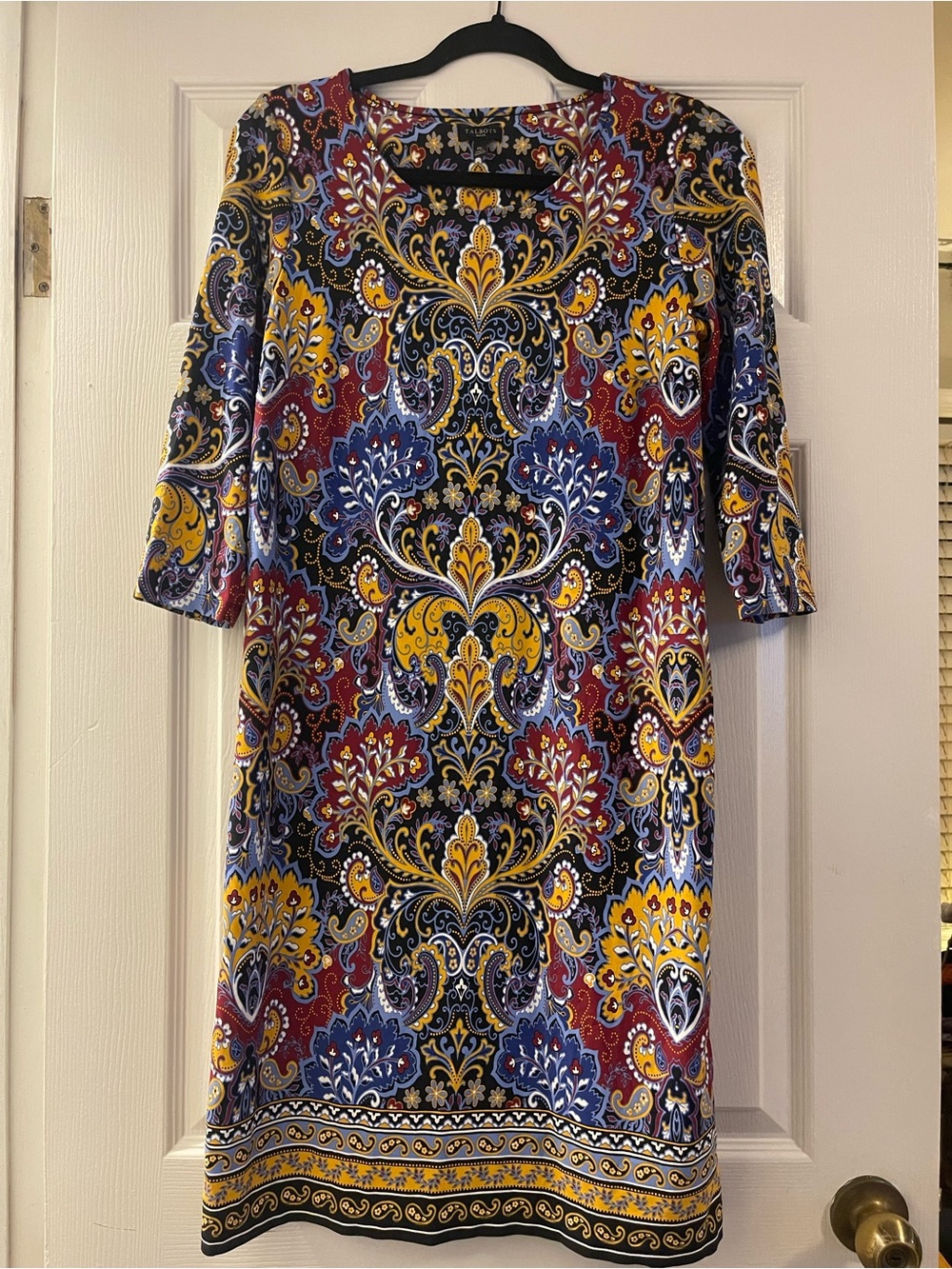 Talbots Petite Paisley Border Print Shift Dress MP